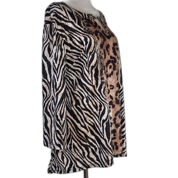 Hearts of Palm Wild Side Animal Print 3/4 Sleeve Tunic Size XL - Picture 3 of 9